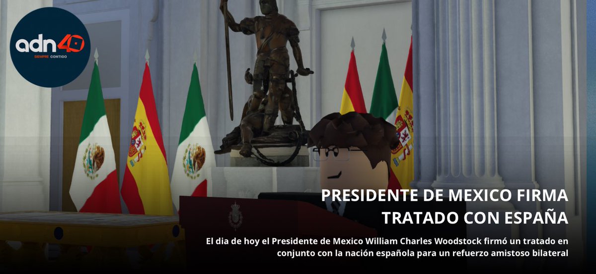 Adn40Rblx's tweet photo. Today, the President of Mexico signed a treaty with the nation of Spain to strengthen bilateral cooperation. The agreement aims to promote exchange in key areas, foster dialogue, and reinforce the bonds of friendship that unite both nations. https://t.co/ITOrHLIPac