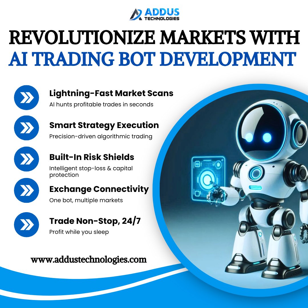 addustech's tweet photo. Our #AITradingBot Development enables you to #trade smarter, quicker, and around the clock.

Visit Us >
https://t.co/i5treQVz9Z

#AlgorithmicTrading #TradingBot #CryptoTrading #AutomationInFinance #TradingBotDevelopment #Germany #France #UnitedKingdom #Italy #Spain #Netherlands https://t.co/eyAzgTbcvv