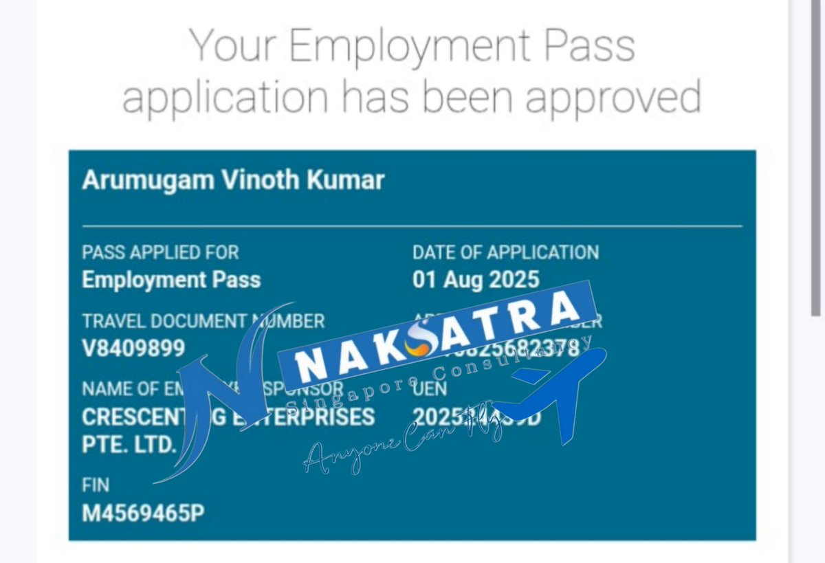 Today Successfully approved for Singapore Epass Parcel Delivery Driver, Congratulations Mr.Vinothkumar ✨🥳

Your Growth is Our Mission.!
_NakSatra Singapore Consultant