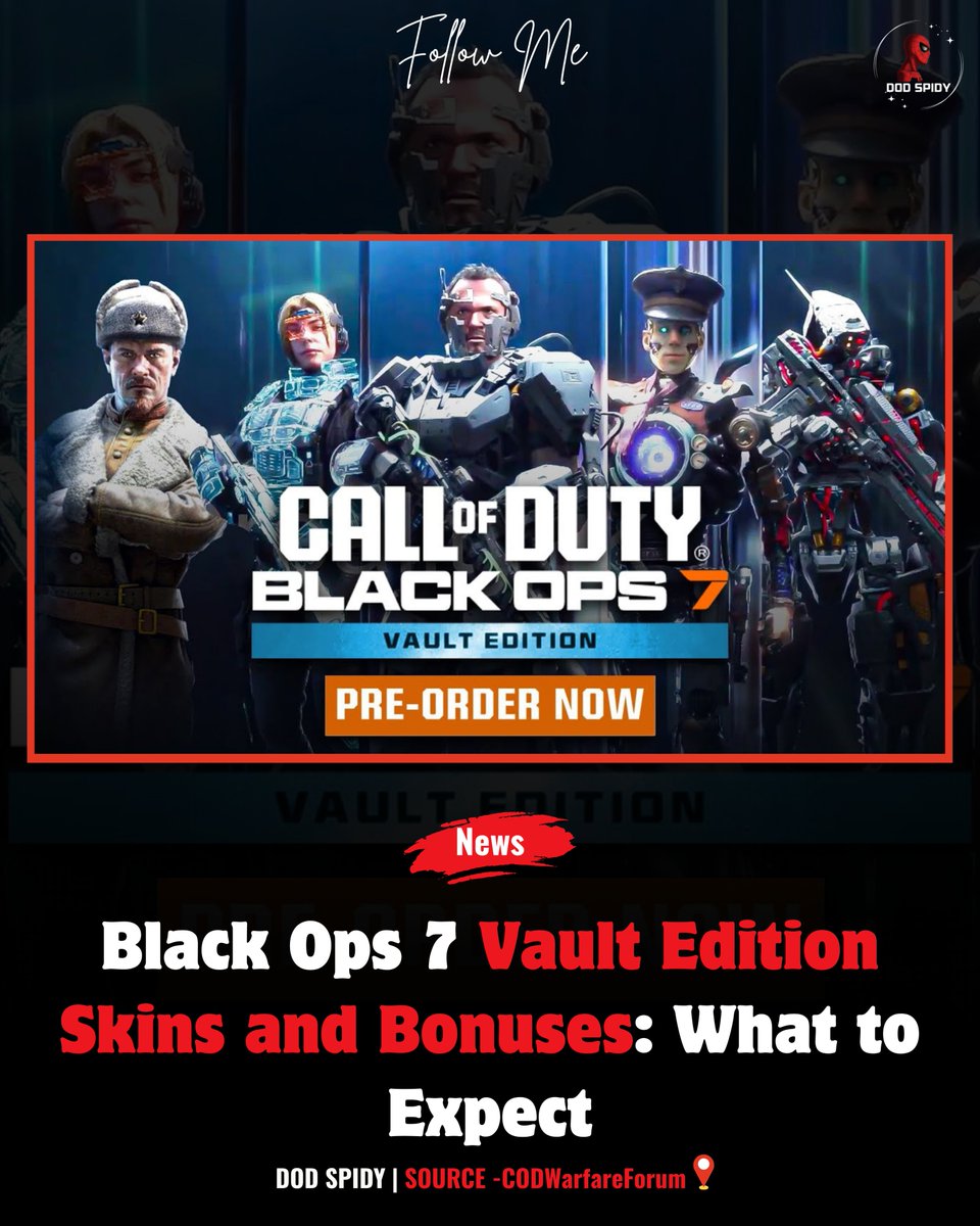 DodSpidy's tweet image. #BlackOps7 drops an exclusive #VaultEdition 🎯🔥 with special #skins, unique #weapons, #XP boosts, and premium #bonuses for both #multiplayer and #zombies fans. Early access perks + stylish #content make this a must-have for dedicated players.