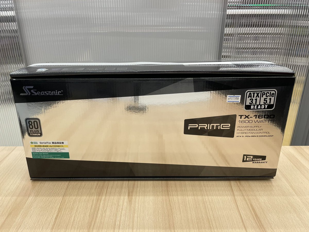 #Seasonic さんの1600Wの電源ユニット
PRIME TX-1600
入荷しております！
80 PLUS® Titanium 認証を取得、12年保証付きになります😊
#アプライド松山店 #自作PC #電源ユニット