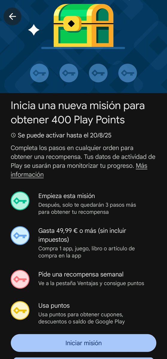 Samujeros's tweet photo. Es gracioso cuando la Play Store te da una "misión".
La misión en cuestión: Gastar 50€ https://t.co/E8u50fRe61