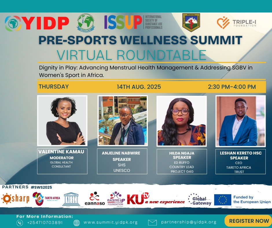 It’s time to end the silence.

Every girl and woman in sport deserves dignity. Period.

Join #YIDP for Dignity in Play a high-level roundtable tackling menstrual health &amp; SGBV in African sport.

Real talk. Real solutions. Your voice matters.

🔗  shorturl.at/oiVCz