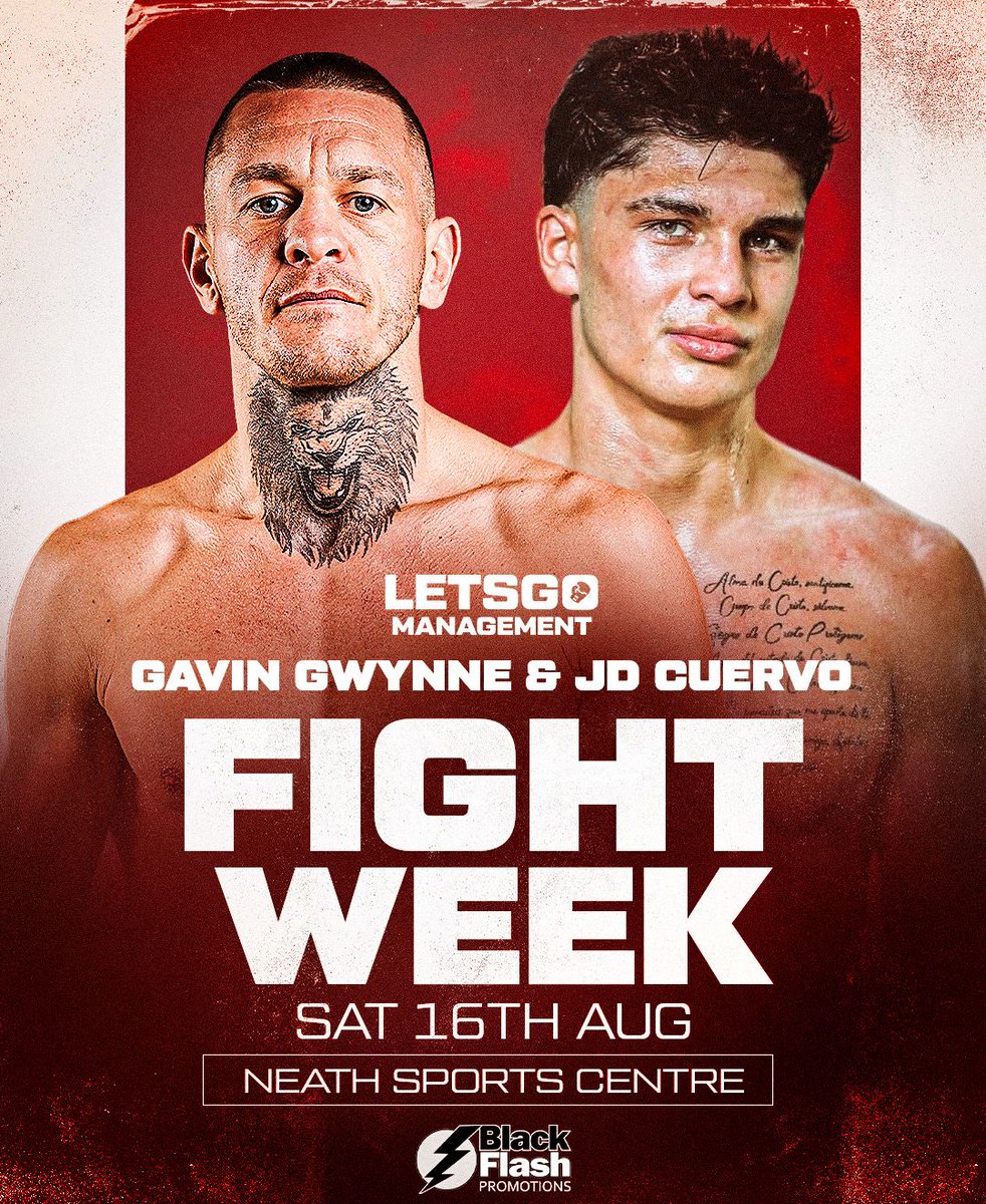FIGHT WEEK!!
<a href="/gavin1gwynne/">gavin gwynne</a> &amp; JD Cuervo both out this Saturday <a href="/BlackFlashPromo/">Black Flash Promotions (Pat Barrett)</a>