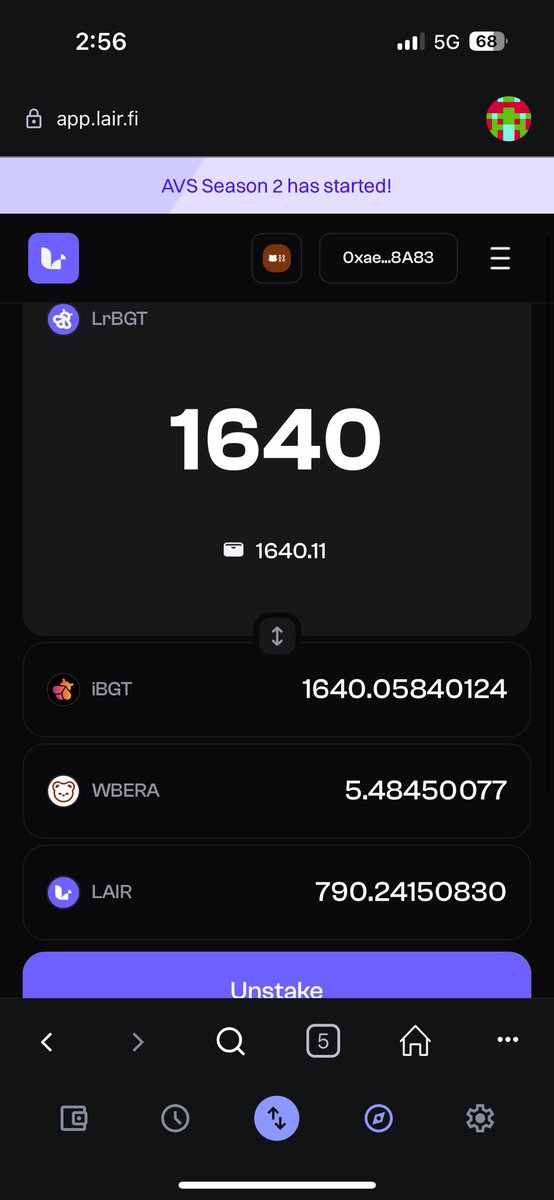 [ #LrBGT Stake 3일차 리뷰 ]

- #Lair 랑  #wbera 가 보상으로 다람쥐 똥만큼씩 들어오는중 🐿️💩

- #iBGT 는 다람쥐 눈물만큼 불어남 🤣

- APY 215%면 하루이자가 0.3%정도 된다는데 그정도 이자 들어옴 ㅋㅋ 

- 대신 이자가 #Lair 랑 #wbera로 들어오는거 같은데 오히려 만족스러움.