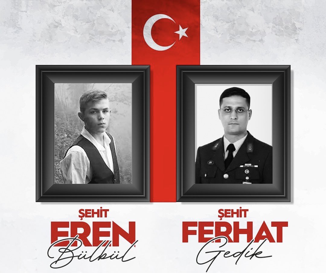 Hain terör örgütü PKK'nın saldırısı sonucu Maçka'da şehit edilen Eren Bülbül ve Astsubayımız Ferhat Gedik’i şehadetlerinin 8. yılında rahmet ve minnetle yâd ediyorum. 

Terörsüz bir Türkiye onların kahramanlıkları  üzerinde yükseliyor. Ruhları şad olsun 🇹🇷 

#iyikivarsınEren