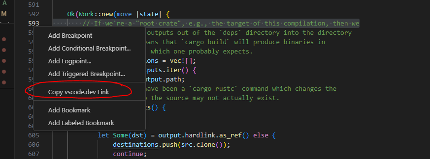 Just discovered that you can click RMB (right mouse button) on any line in vscode and it will generate a link you can share with others.
Amazing!