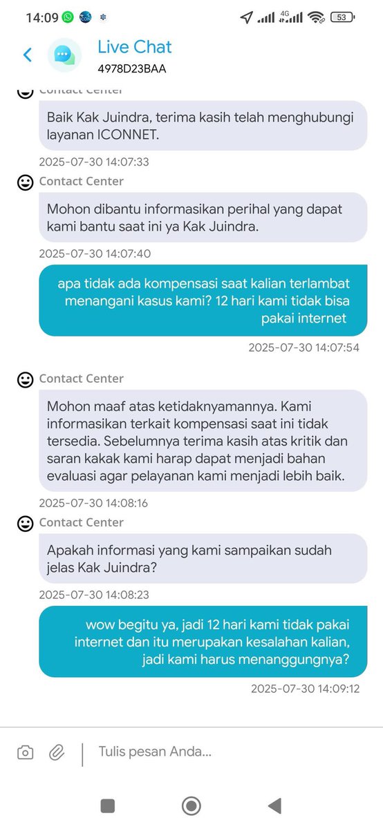 Bapak <a href="/erickthohir/">Erick Thohir</a> ini gimana kelakuan anak buah bapak <a href="/Iconnet_id/">Iconnet</a> narikin duit aja kenceng, giliran komplain kok dibiarkan lama2 gini? Berkali-kali chatt hubungi cs, teknisi, sales, semuanya kompak gak ada hasil, bubarin aja udah BUMN macam gini, bikin kapok