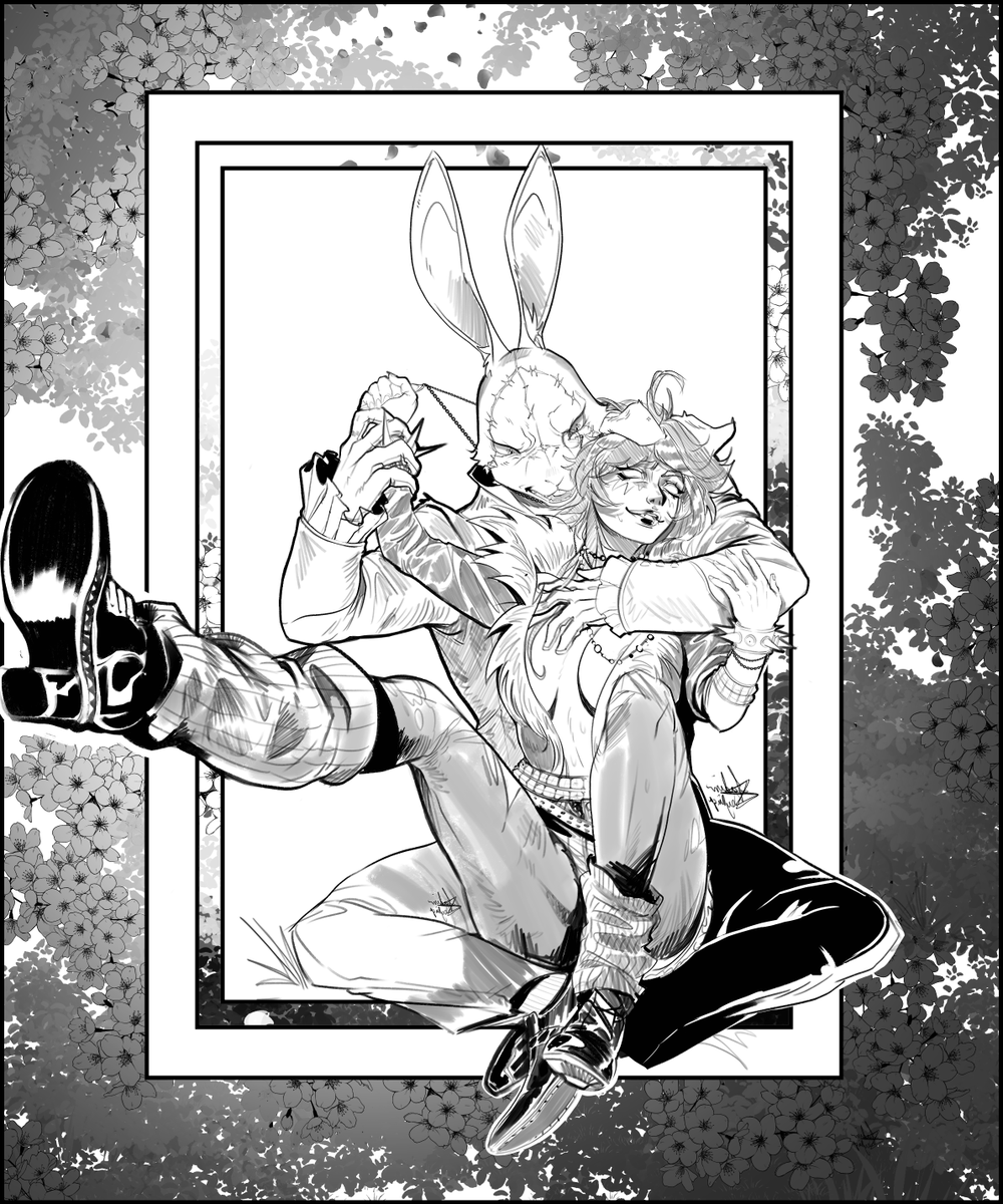 COMMISSION sketch for <a href="/BIGBIT3Z/">🐾KARTZ🐾</a>

WR:" Need to change the security for those little ones, they keep coming and try to steal my amulet !"🐰

K: "Amulet? What amulet ?"🐶

**Jojo to be continued starting**☠️🤟

#DevilMayCryNetflix