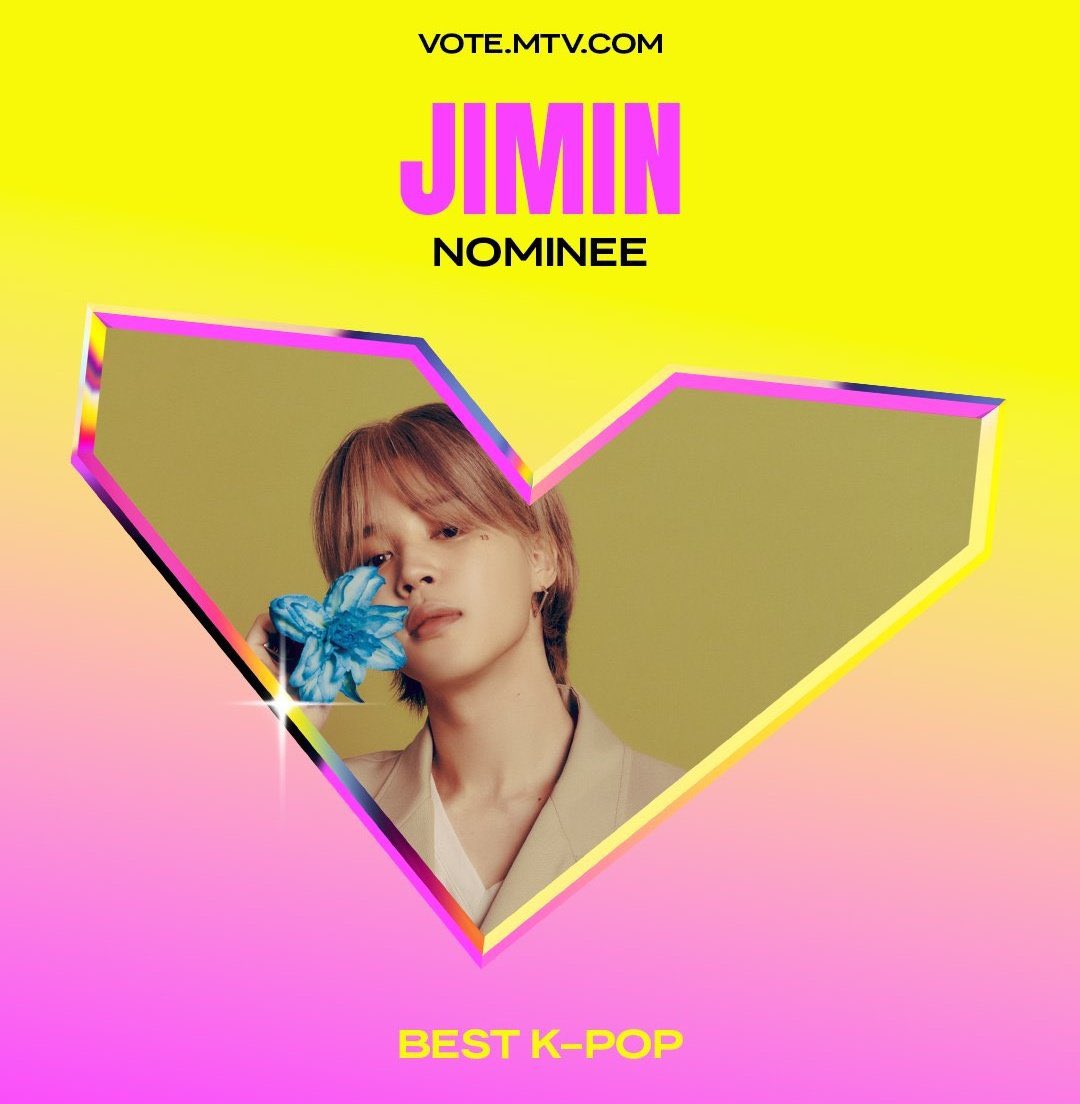 LES RECUERDO QUE TENEMOS LA VOTACIÓN VIGENTE EN LOS #VMAS DONDE JIMIN ESTÁ NOMINADO EN LA CATEGORÍA “BEST K-POP” ASÍ QUE FOCUS EN JIMIN Y EN AUMENTAR EL STREAM, TENEMOS METAS QUE SUPERAR. 🫶🏻🔥