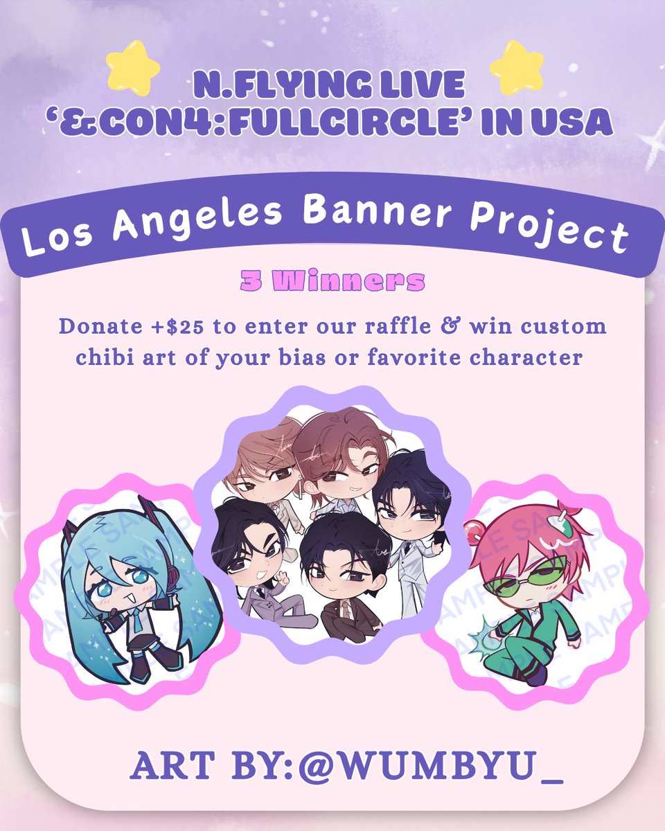 NFlyingLA's tweet image. N.Fia, let’s make LA unforgettable! 💜✨
Donate &amp;amp; help us bring our fan project to lift to get exclusive fan goodies &amp;amp; a chance to win custom art! 🎁 gofund.me/5255eb2c

#NFlying #NFlying_LA #NFia #NFlyingFullCircle #엔플라잉 #KpopFanProject #KpopArt #엔피아