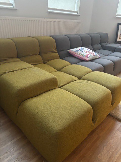 vinallandmacey's tweet photo. Well, it’s been a while since we posted, but what better way to come back with this statement piece from @bebitalia, 2 modules from their #tuftytimesofa range. Reupholster for our friends at @studio_lpid. Covered in @villanovafabric Rio Cognac #VinallandMacey https://t.co/04GTSbR3Sr