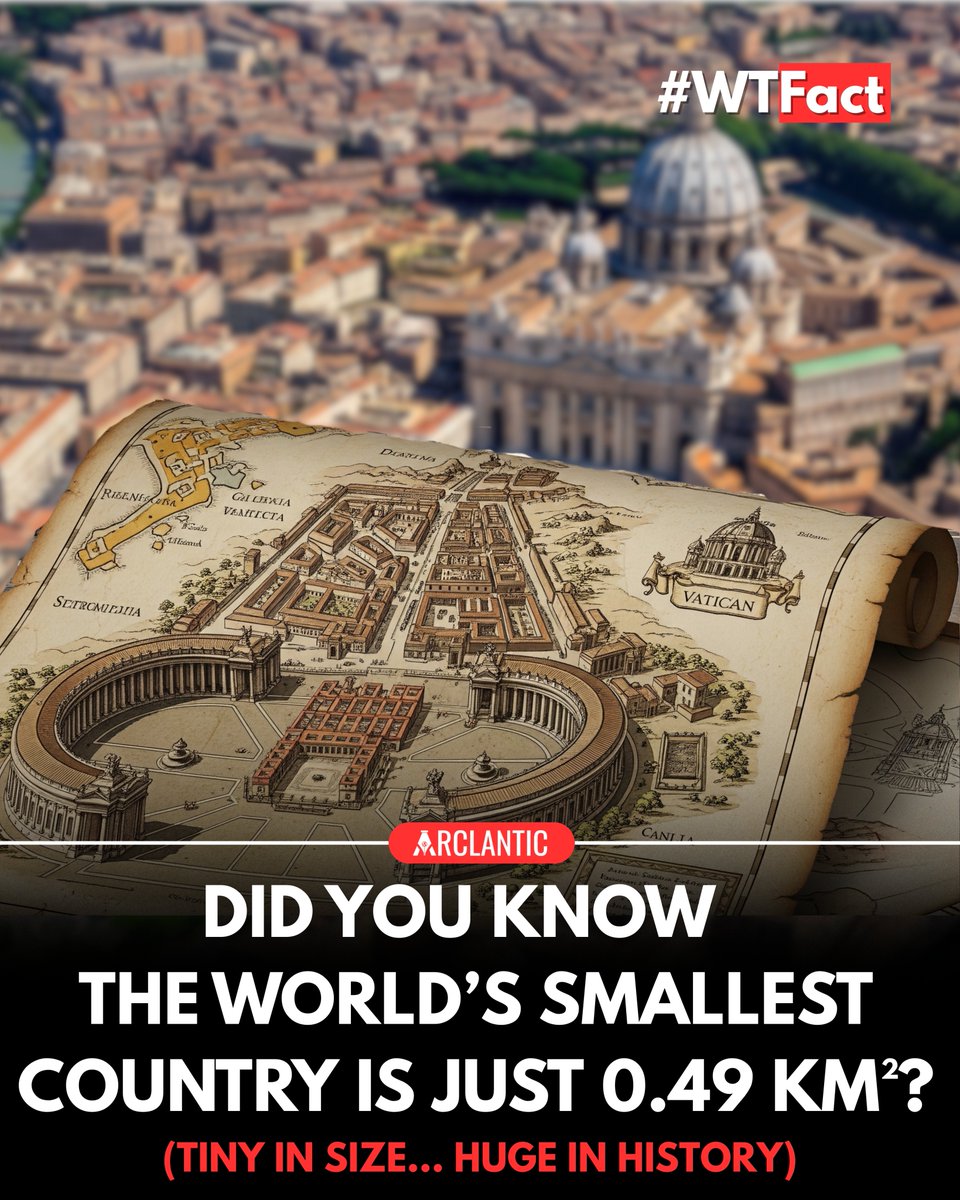 arclanticltd's tweet image. Did you know the world’s #smallestcountry is also one of the most unique? 🇻🇦 

From its own army guarding the Pope to ATMs that speak Latin, #Vatican City packs a mighty punch in just 0.49 km²! 

Swipe through to discover these amazing facts and tag a friend who’d love to visit