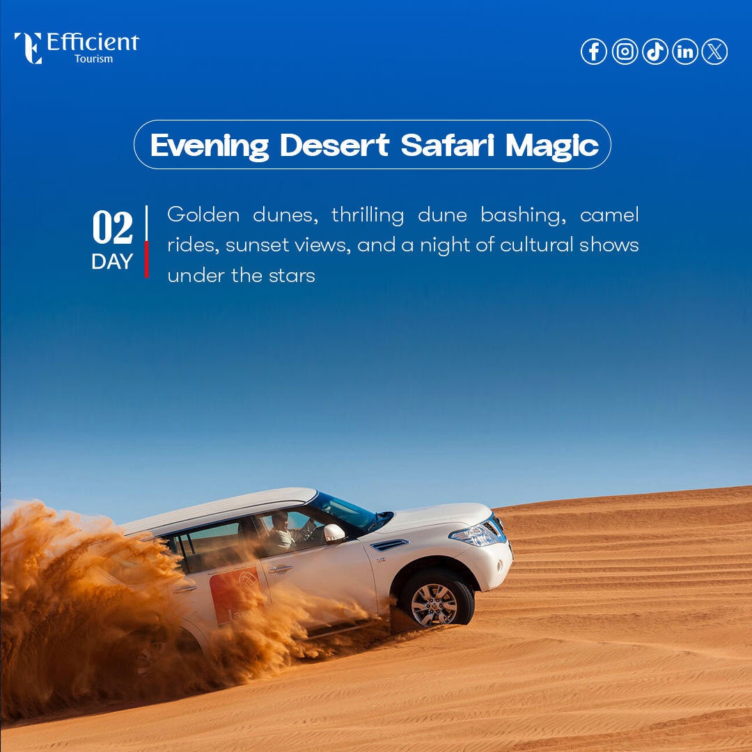 “Make this season unforgettable — fly to Dubai with our exclusive packages"
"Unlock Dubai’s magic — limited spots, don’t miss out!"
🌐: efficienttourism.com
📞: +971 4226 9486
📧: info@efficienttourism.com