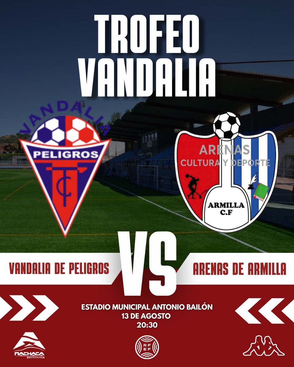 Trofeo Vandalia | Vandalia de Peligros

🆚 @vandalia_cf 
🏟️ Estadio Municipal Antonio Bailón
🗓️ 13 de Agosto
⏰ 20:30

#SomosArenas #Since1931 #LaIlusiónDeUnPueblo