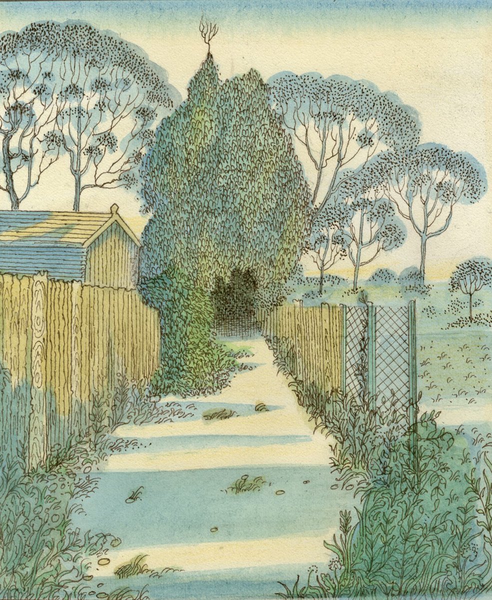 Neglected Alleyway Isleworth: ink and watercolour on vintage paper