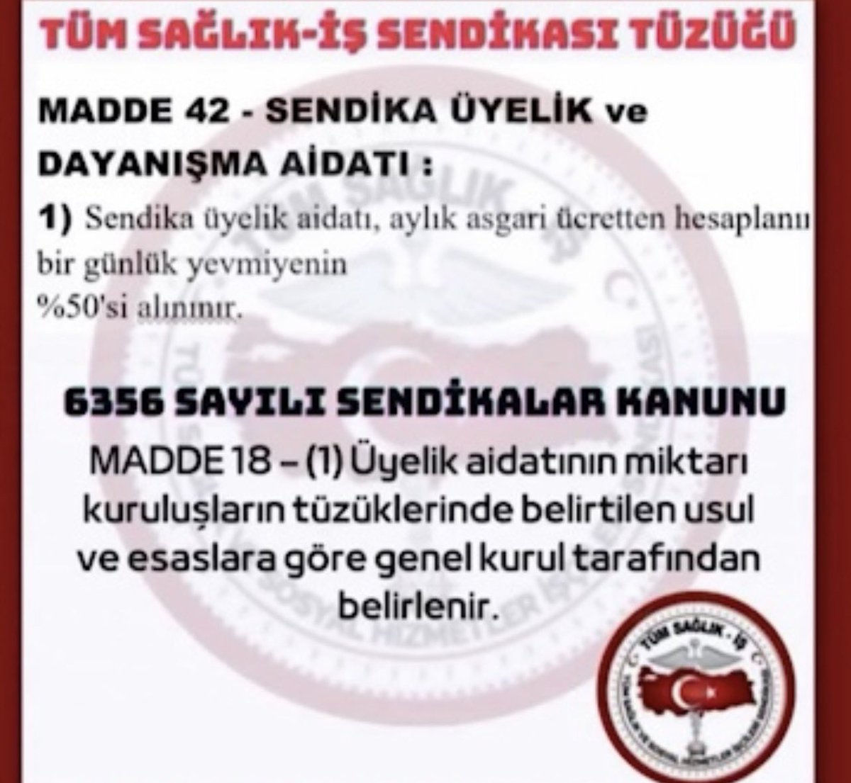 AİDAT SÖMÜRÜSÜNE “DUR” DİYEN SENDİKA: TÜM SAĞLIK-İŞ

Yetkili sendikalar Öz Sağlık-İş ve Türkiye Sağlık İşçileri Sendikası her ay “ %100 yani 2.117 TL aidat “  alıyor. Üstelik bu aidatlar yılda iki kez artıyor!
Peki sonuç? İşçinin cebinden yılda on binlerce lira çıkıyor,
