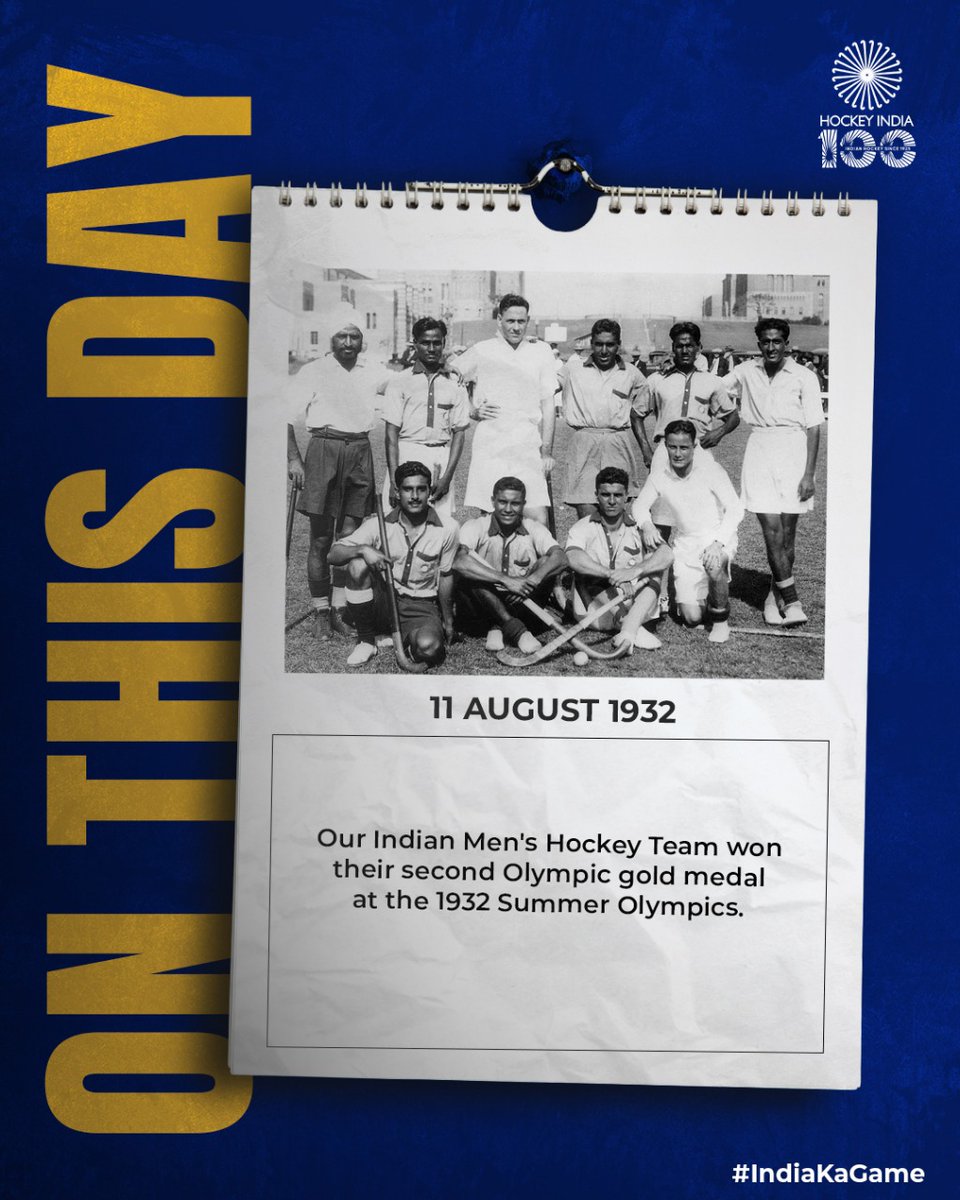 TheHockeyIndia's tweet photo. 𝙊𝙣 𝙏𝙝𝙞𝙨 𝘿𝙖𝙮
Our Indian Men's Hockey Team clinched their second Olympic gold medal at the 1932 Summer Olympics, the second in an incredible streak of eight consecutive golds on the Olympic stage.🥇

#HockeyIndia #IndiaKaGame
.
.
.
@CMO_Odisha @IndiaSports @sports_odisha @Media_SAI