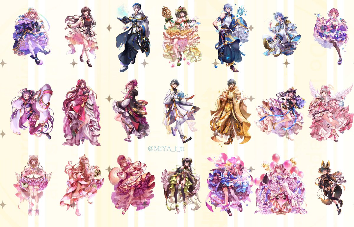 MiYA_f_tt's tweet photo. ご要望があったので、Vライバーさんのご依頼でお描きした公開済みの配信用立ち絵+グッズ用立ち絵をおおよそまとめてみました🫶
画像デカすぎて色々潰れまくるので4分割したわ♡意外と数があったわね☺️💕 https://t.co/tGWxaoTlm2