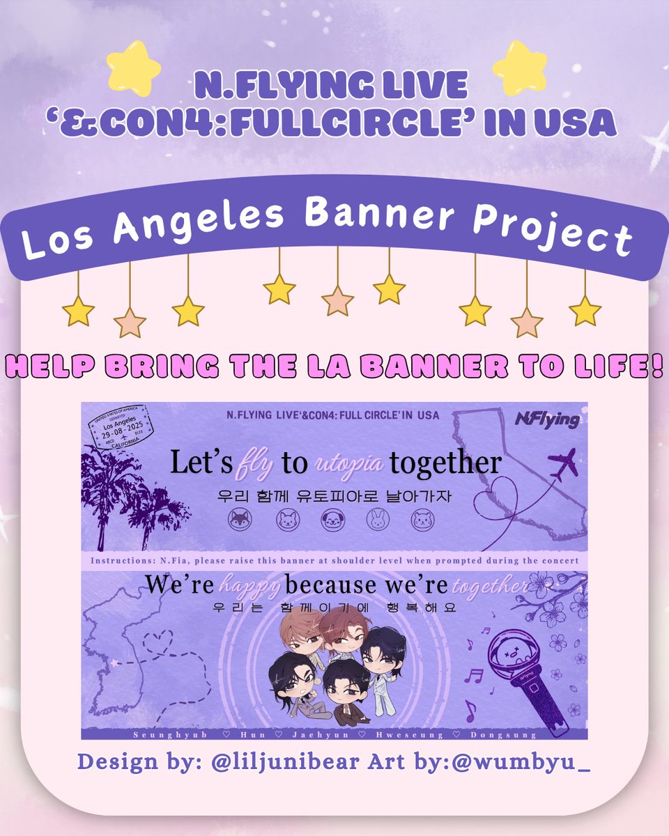 NFlyingLA's tweet image. N.Fia, let’s make LA unforgettable! 💜✨Donate &amp;amp; help us bring our fan project to lift to get exclusive fan goodies &amp;amp; a chance to win custom art! 🎁gofund.me/5255eb2c 

#NFlying #NFlying_LA #NFia #NFlyingFullCircle #엔플라잉 #KpopFanProject #KpopArt #엔피아