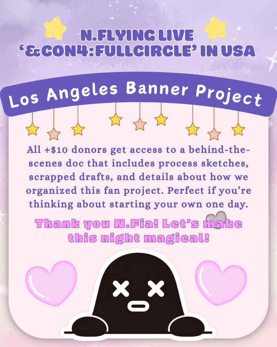NFlyingLA's tweet image. N.Fia, let’s make LA unforgettable! 💜✨Donate &amp;amp; help us bring our fan project to lift to get exclusive fan goodies &amp;amp; a chance to win custom art! 🎁gofund.me/5255eb2c 

#NFlying #NFlying_LA #NFia #NFlyingFullCircle #엔플라잉 #KpopFanProject #KpopArt #엔피아