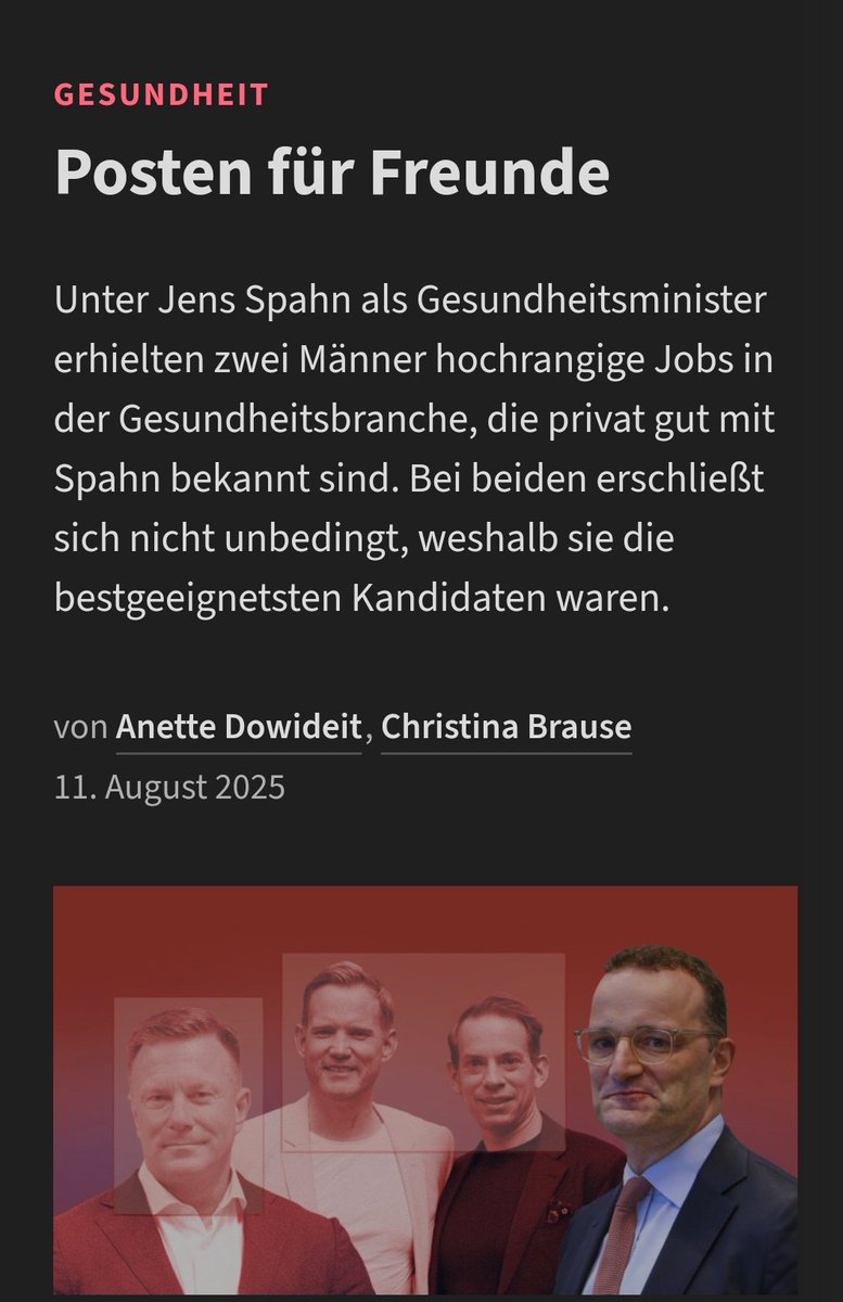 Und weiter geht's mit #Spahn und den Freunden ( Quelle in Druko )

"Spannender" Kreis, der sich da langsam schliesst🤷‍♀️