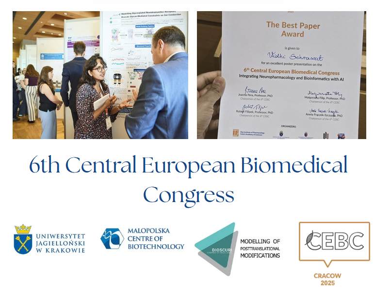 MCB_UJ's tweet photo. #conference
🏆 Big cheers for our PhD student @vidseh!
Her poster on glycosylated neurotransmitter receptors earned Best Poster Prize at #CEBC2025 in Kraków.
@science_PhD_UJ @JagiellonskiUni https://t.co/7fxDb9SGBI