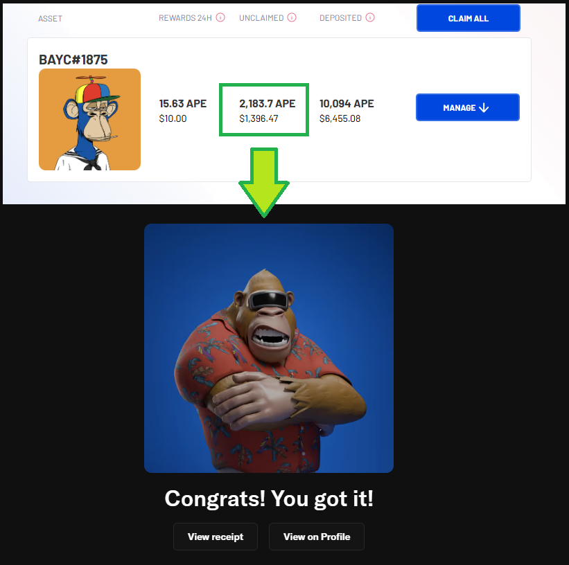 realjpegmaster's tweet photo. Have seen way more @GeezOnApe walking around Otherside (and actually interacting with me/exploring) than any other community. Had to get one, so claimed some free $APE from BAYC staking and yolo'd - Talk about utility!🙌 #literallyfree @OthersideMeta https://t.co/jKavge9TKX