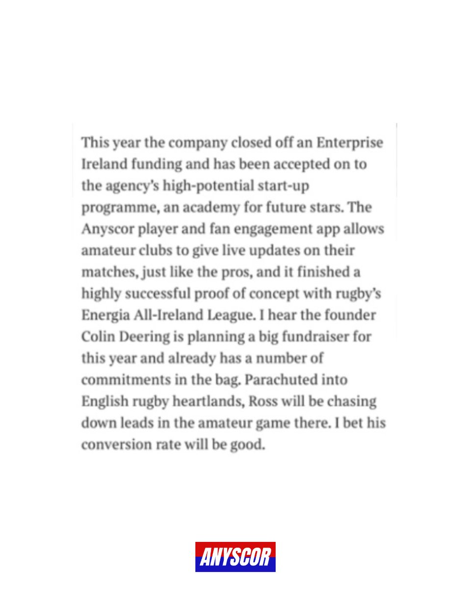 Nice to get a mention from Nick Webb of The Sunday Times yesterday!
#sportstech #livescores #NEWS #Rugby