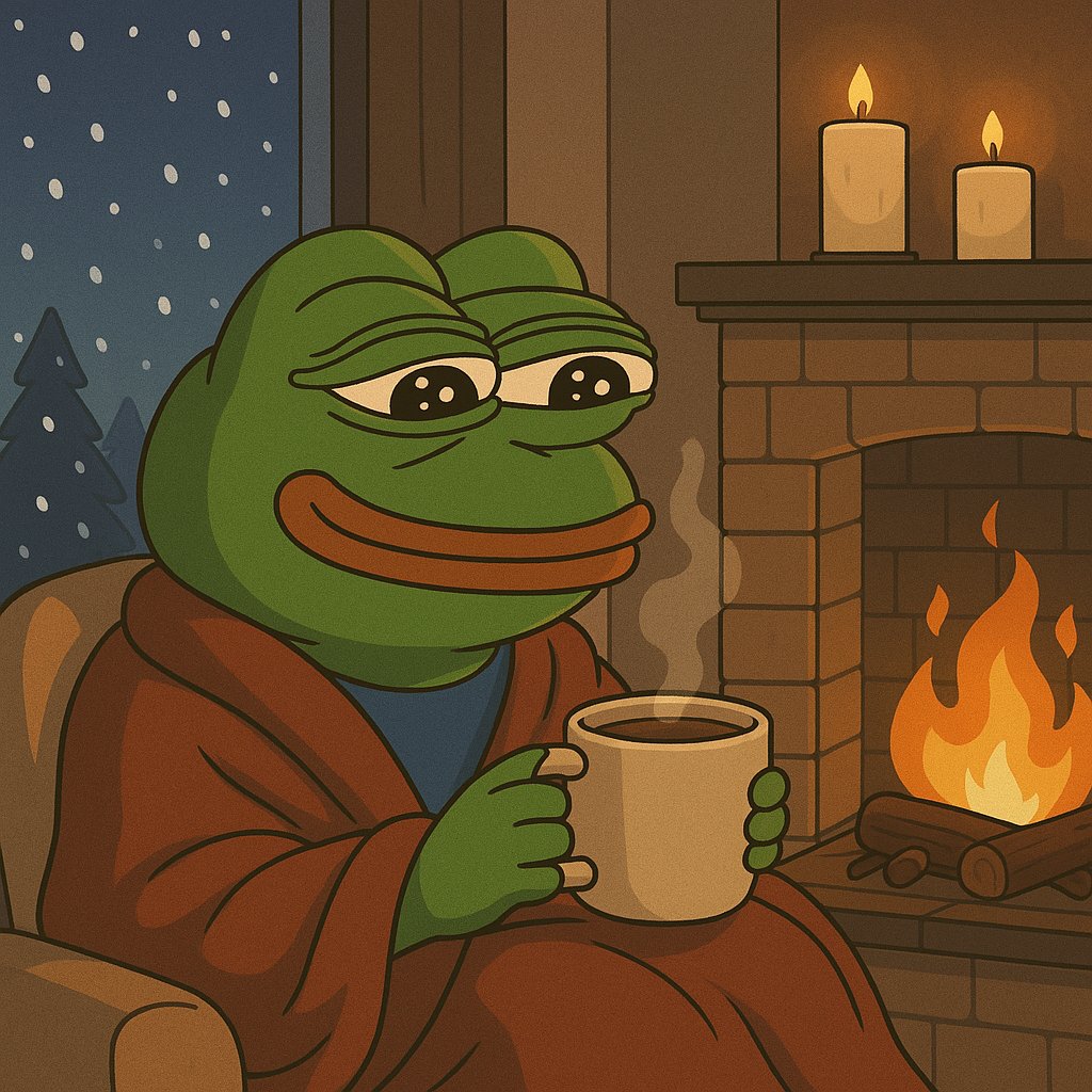 pepenhouse's tweet photo. "Staying warm and cozy in the $PEPENHOUSE. ☕ Let the snow fall. ❄️" https://t.co/CKy70meUwb