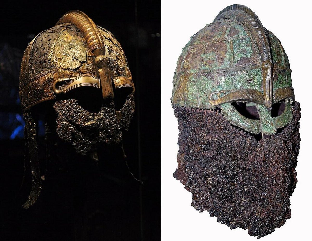 Helmets from Vendel Period (pre-Viking Age) graves 5 and 8