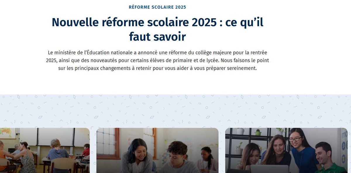 🔄 Réforme scolaire 2025 : les nouveautés
Vous n'avez pas encore eu le temps de consulter les nouveaux programmes 2025 ? 

📚 Retrouvez les programmes scolaires réformés en maths, français et langues vivantes ici :
swll.to/GUIXN #programmescolaire #education