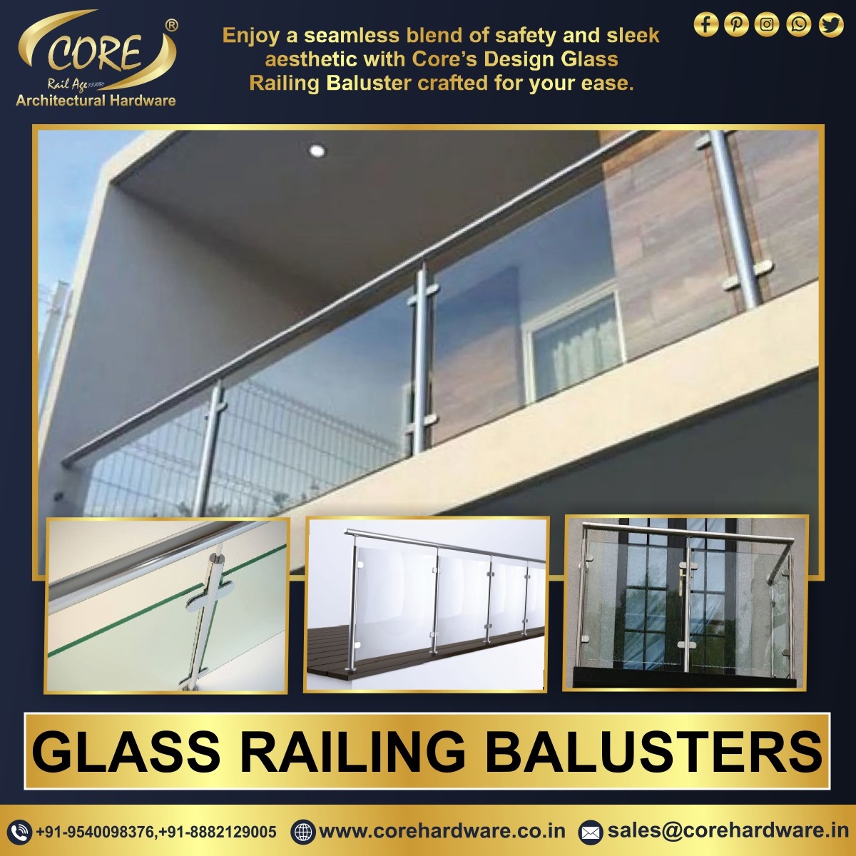 corerailage's tweet image. Upgrade your space with CORE’s premium Glass Railing Balusters – modern design, lasting strength, and clear views.

#CoreHardware #GlassRailing #Balusters #ModernDesign #HomeInteriors #ArchitecturalHardware #BalconyDesign #SafetyWithStyle
