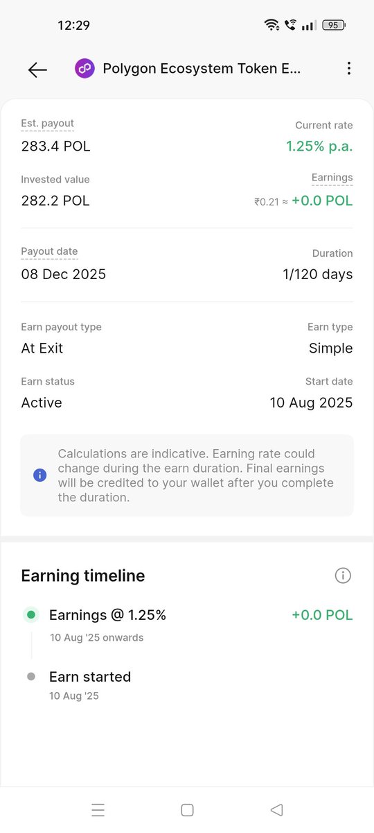 riyaz0010's tweet photo. @CoinDCX showing 2.5% for $POL staking but actually giving 1.25% 🤔 @smtgpt this is misleading. Why advertise double? #Polygon #CryptoTransparency @sandeepnailwal   check the screenshots. @CoinDCX_Cares https://t.co/yxbnM31BZW