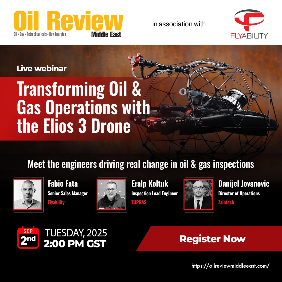 OilReview's tweet image. Live Webinar – Elios 3 Drone in Oil &amp;amp; Gas
2 Sept | 2PM GST

Eralp Koltuk, Tüpraş – Cut downtime &amp;amp; avoid confined space entry
Danijel Jovanovic, ZainTECH – Scale drone inspection programmes

Boost safety | Reduce risk
zurl.co/3Mj3E

#DroneTech #ConfinedSpaceSafety