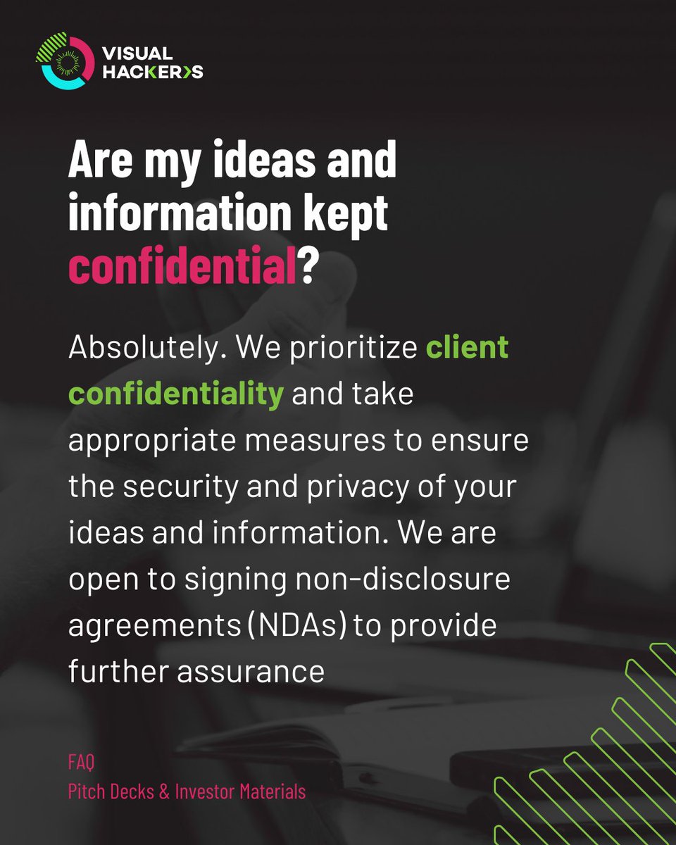 Visual_Hackers's tweet image. You have one shot to impress investors with your pitch deck, seize this opportunity. Tell your startup’s story, have relevant information for your audience, and show the plans you have with the right pitch deck.
Get in touch at info@visualhackers.com
#pitchdeckdesign