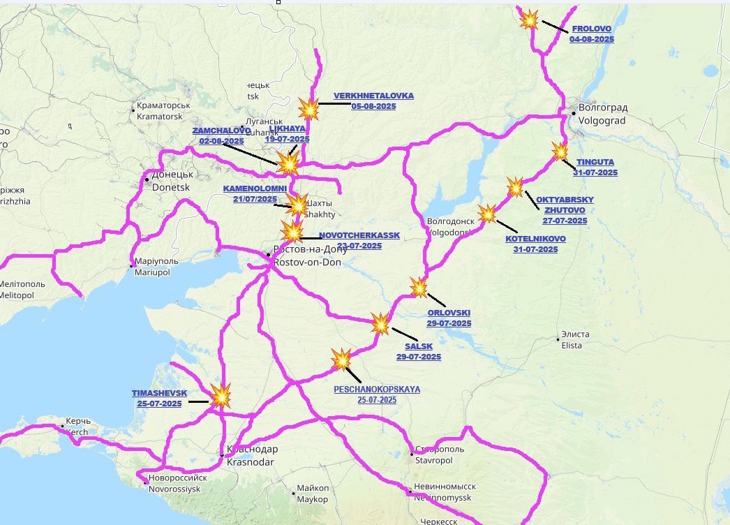 Conflictal's tweet photo. ⚔️🇺🇦Ukrainian Frontline: August Trends
Russian forces failed to achieve a strategic breakthrough. However, a number of threats remain that must be understood.
➡️In the northern sector (Kharkiv region), the front remains stable: Russian attempts to advance have been unsuccessful. The enemy is clearly focused on holding captured bridgeheads and wearing down our forces through regular shelling and assaults.

➡️The Siversk to Pokrovsk line remains key. Here, Russia continues to rely on mass: increasing artillery density and deploying small assault groups.

Pokrovsk–Myrnohrad — the battle for the settlement of Rodynske, the “key” to two major cities. The enemy is trying to implement a “pincer” tactic, gradually advancing on the flanks instead of storming Pokrovsk head-on (the distance to “closing the fire pocket” is about 18 km). The main effort is creating multi-node pressure on rear logistics hubs (Hryshyne, Shevchenko — still additional arteries) to force the UAF to withdraw without large-scale fighting inside the cities themselves.

Kostiantynivka — the enemy seeks to create a “scissors effect” on Toretsk’s logistics by attacking from two directions simultaneously. A distinctive feature is the focus on controlling high ground for FPV drone deployment, making even small villages critically important to both sides. At the same time, this sector is saturated with small groups (1–3 people) supported by drones and mortars.

Importantly, the Kostiantynivka “hub” is one of the three main supply routes to the Toretsk agglomeration. Its breach or blockade immediately raises the risk of losing the entire agglomeration in the long term, as only two logistic arteries would remain — both of which could quickly come under Russian fire control from new positions.

Another notable trend is in the Serebrianske forestry area. Enemy units are changing tactics, betting on infiltration by small groups into weak points in the defense (in practice, two or three Russians attempting either a sprint or crawling under camouflage for hours or days). This yields local gains, especially in rear areas, and poses a threat around Torske and Zarichne.

➡️Southern theater — the greatest concentration of risks and opportunities. In the Zaporizhzhia sector, the enemy holds the defense, but increased redeployment of reserves is noted near Berdyansk and Mariupol. In Kherson region, fighting continues on the islands and coastal areas, where both sides seek to control logistically advantageous crossing points.

Now to the positive news: a key development of recent weeks is the intensification of strikes on Russian railway infrastructure, especially in the south. From July 19 to August 5, over ten targeted hits were recorded (Timashevsk, Salsk, Novocherkassk, Frolovo, etc.) affecting key junctions and intersections used for the main flow of military cargo to Crimea, Donbas, and the North Caucasus.

For clarity: single, isolated strikes do not have much effect (tracks can be repaired within days, making such attacks inefficient). However, the current wave of mass strikes not only delays trains but creates a “traffic jam effect” where alternate routes become overloaded, reducing throughput across the network.

Thus, Russia enters August with a front held mostly by the inertia of accumulated reserves and stable logistics from its central regions. If the pace of deep strikes in the rear is maintained, by autumn Russian forces could face systemic supply disruptions in the southern grouping — opening space for localized Ukrainian offensive actions.
#UkraineRussiaWar #UkraineWar #UkraineWillWin #Ukraine