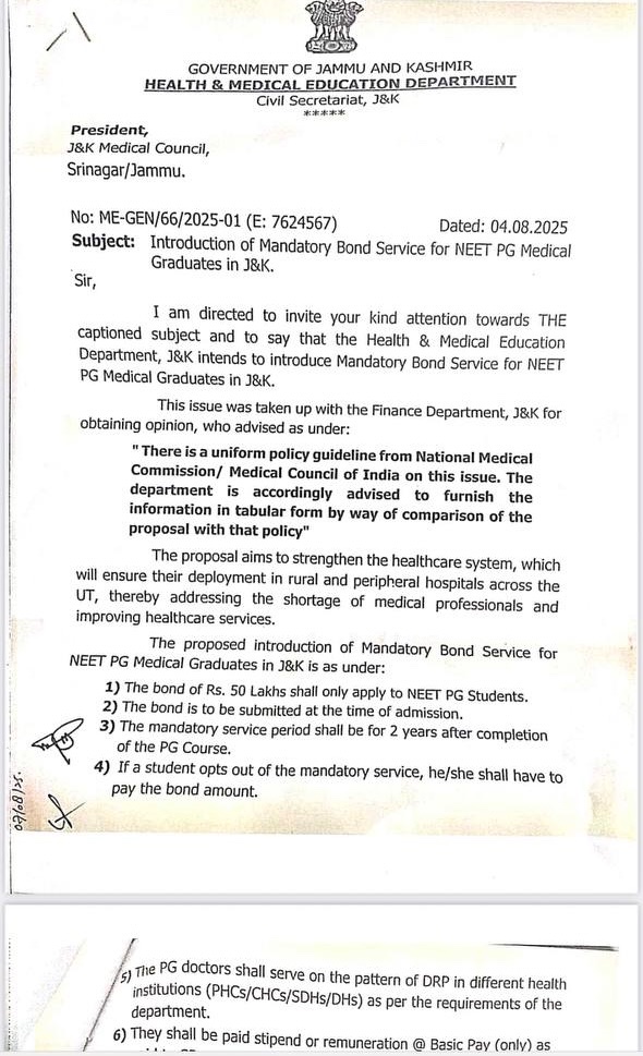 dr_nitrate's tweet photo. Big breaking: JK govt  introduces 2 year bond for NEET PG students. 
All thanks to @sakinaitoo maam. https://t.co/f59Bq4uPmD