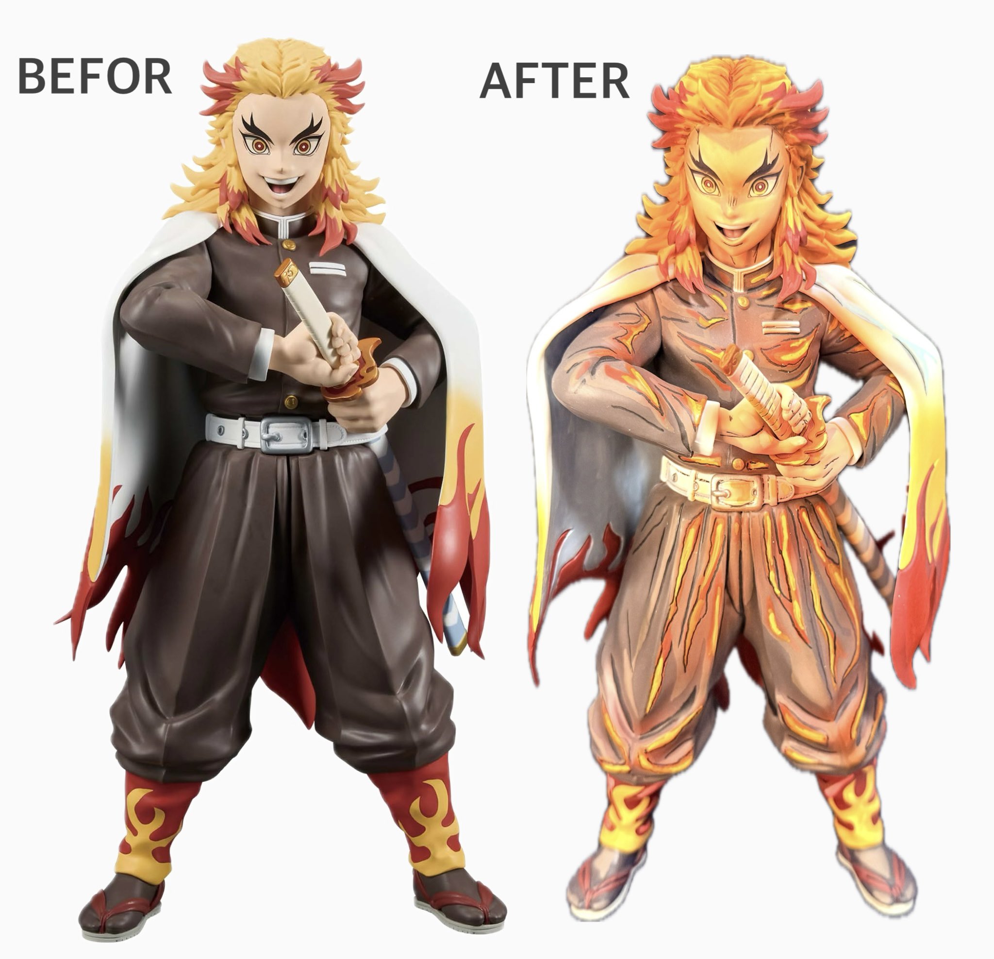 鬼滅の刃　煉獄さん　フィギュアリペイント I painted Kyojuro Rengoku figure with a brush so that it