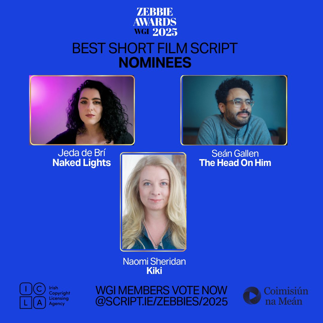 WritersGuildIRL's tweet photo. Zebbies 25 Short Film Script Nominees in the Spotlight👏👏👏 Guild members make your vote count at https://t.co/XyIelLKOEr https://t.co/t0lfSNU7CU