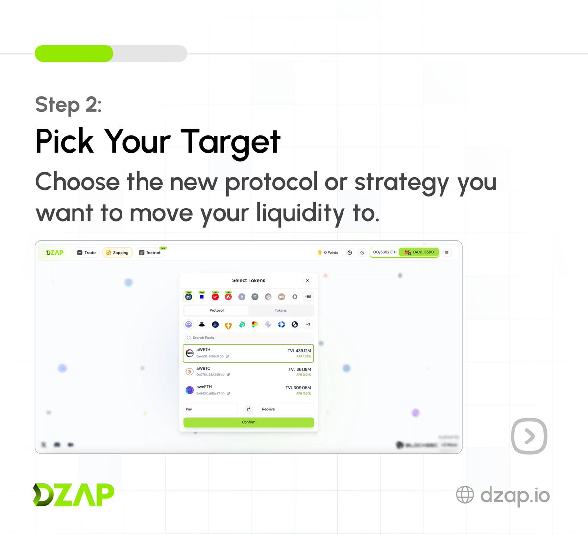 Dharamyt7's tweet photo. Why click 10 times when one is enough?
With DZap, just pick where your liquidity is and where you want it. DZap handles exiting, bridging, swapping, and re-entering all in one smooth step.
Simple, fast, and efficient. That’s DZap.
https://t.co/rVwRW6O5Rh
#DZap #Bridge #Swap https://t.co/fKanUYsfjP