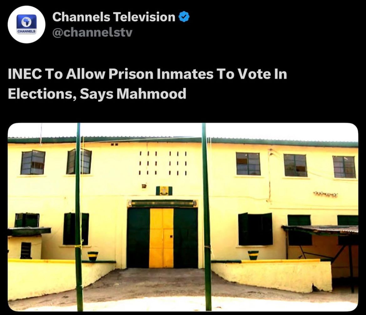 Prison voting in Nigeria? 

In theory democracy wins. In reality without airtight safeguards, it’s a fresh playground for rigging. 
If INEC can’t keep streets clean, how will they keep prisons clean? 

Share your thoughts in the comments. 🤔 

#NigeriaDecides #ElectoralReform