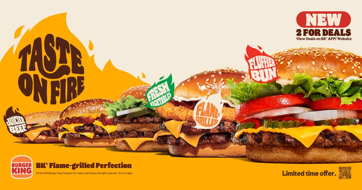 SARugbymag's tweet photo. #Sponsored | New 2 FOR DEALS. View deals on BK® App/Website.
BK® Flame-grilled Perfection🔥 #2fordeals #tasteonfire https://t.co/iIyJ2Z5ETA