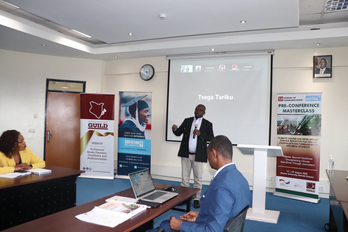 KenyaEditors's tweet photo. Victor Bwire @MediaCouncilK emphasizes that climate change needs to be mainstreamed. "Climate change has angles in gender, health, governance, and food security. We must integrate these into our coverage."
#ClimateChangeReporting
#CCMasterClass https://t.co/F0eWx2DdDb