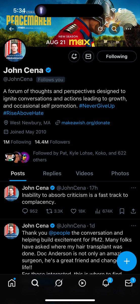 5thColumnEvents's tweet photo. I just discovered that @JohnCena follows me⁉️
I wonder if this is a promo for a 🎬 or... (some already know) but I'm adopted. 👀🤼‍♂️ 
That's why I'm invisible at times!

Lol just make sure your subbed to the newsletter, dad!
Link below!

_Future.Proof_Yourself/.

Become_an/Insider_ https://t.co/pw4aWYentI