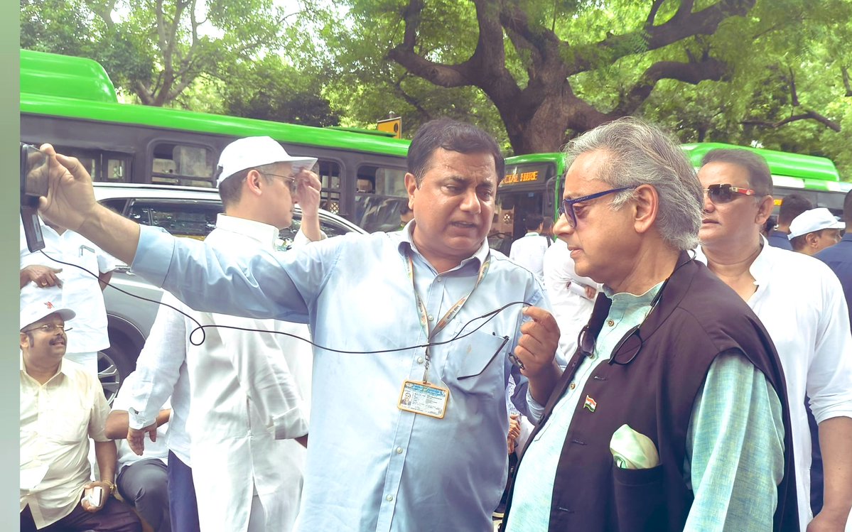 Shashi Tharoor (@shashitharoor) on Twitter photo At the INDIA bloc MPsโ protest today. We are all asking why <a href="/ECISVEEP/">Election Commission of India</a> could not give serious answers to the serious questions raised by <a href="/RahulGandhi/">Rahul Gandhi</a>, rather than insisting on formalities like an oath and an affidavit (when the data cited is all the ECโs own data anyway). It is At the INDIA bloc MPsโ protest today. We are all asking why <a href="/ECISVEEP/">Election Commission of India</a> could not give serious answers to the serious questions raised by <a href="/RahulGandhi/">Rahul Gandhi</a>, rather than insisting on formalities like an oath and an affidavit (when the data cited is all the ECโs own data anyway). It is