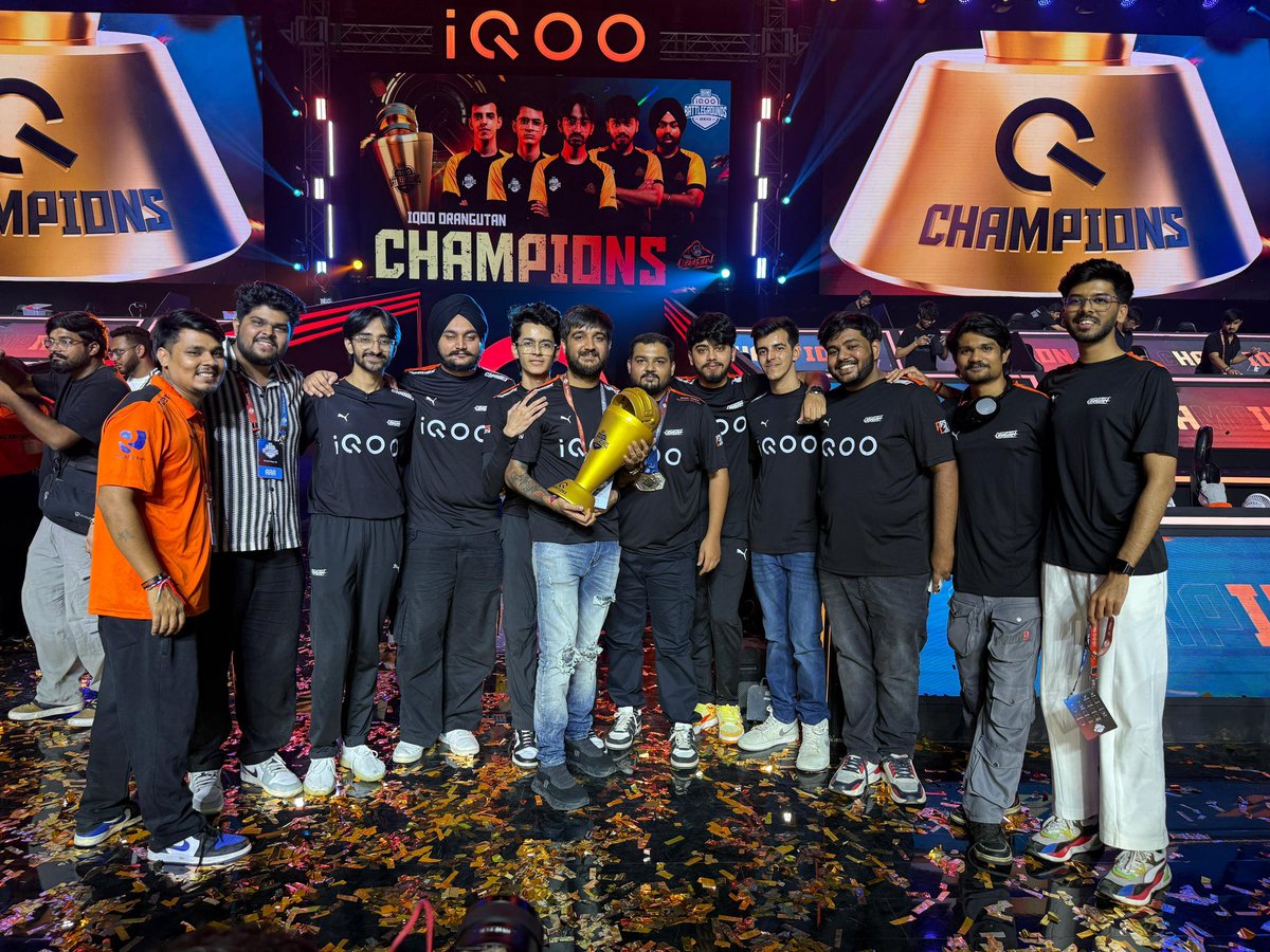 vedangchavan's tweet photo. Finally! ❤️🧿
I love these boys 🫂 @orangutan_gg is not just a name — it’s an emotion. We’ve dedicated 4 years of our lives to this journey, all for that one big moment… and it finally happened — our first LAN win, and that too by a huge margin! https://t.co/CrRRyJaRrj