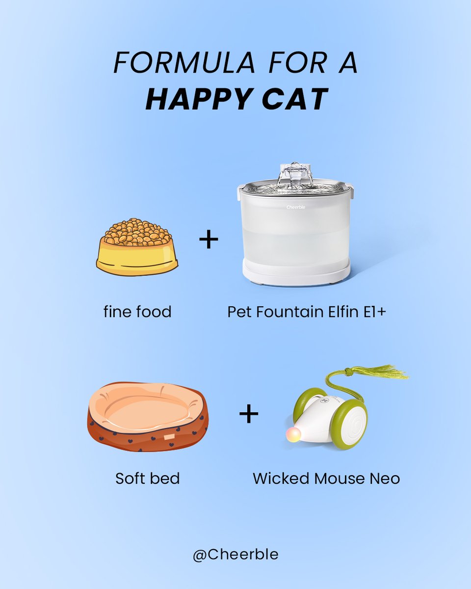 Cheerble_Global's tweet image. Bad at chemistry but good at cat caring.

#cheerble #HappyCats #catsofinstagram #catfountain #WickedMouseNeo #SmartPetToy #InteractivePetToy #CaringForCats