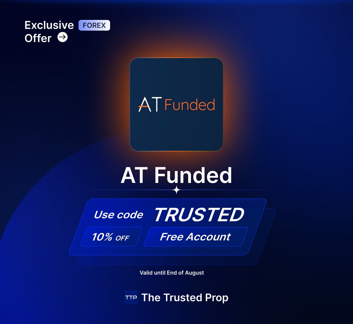 TheTrustedProp's tweet photo. 🚀 Exclusive ATFunded offers 

→ Coupon Code 
TRUSTED = 10% off 2-Step  
TRUSTPRO20 = 20% off 100k/150k Pro                                             TRUSTPRO30 = 30% off 10k/50k Pro  

🎁 Free same-size account upon payout  🔥 

Checkout now: https://t.co/67VstHy38c https://t.co/fu8VGG3KCU