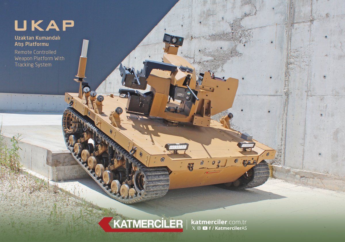 KatmercilerAS's tweet photo. UKAP - Uzaktan Kumandalı Atış Platformu / Remote Controlled Weapon Platform With Tracking System

#Katmerciler #UKAP #insansızkaraaracı #İKA #remotecontrolled #weaponplatform #defence
#savunmasanayii #unmanned #savunma #military #armoredvehicle #securityvehicles #armouredvehicle
#military #millisavunma #Türksavunmasanayii #Turkishdefence #securityvehicles #defence #defenceindustry